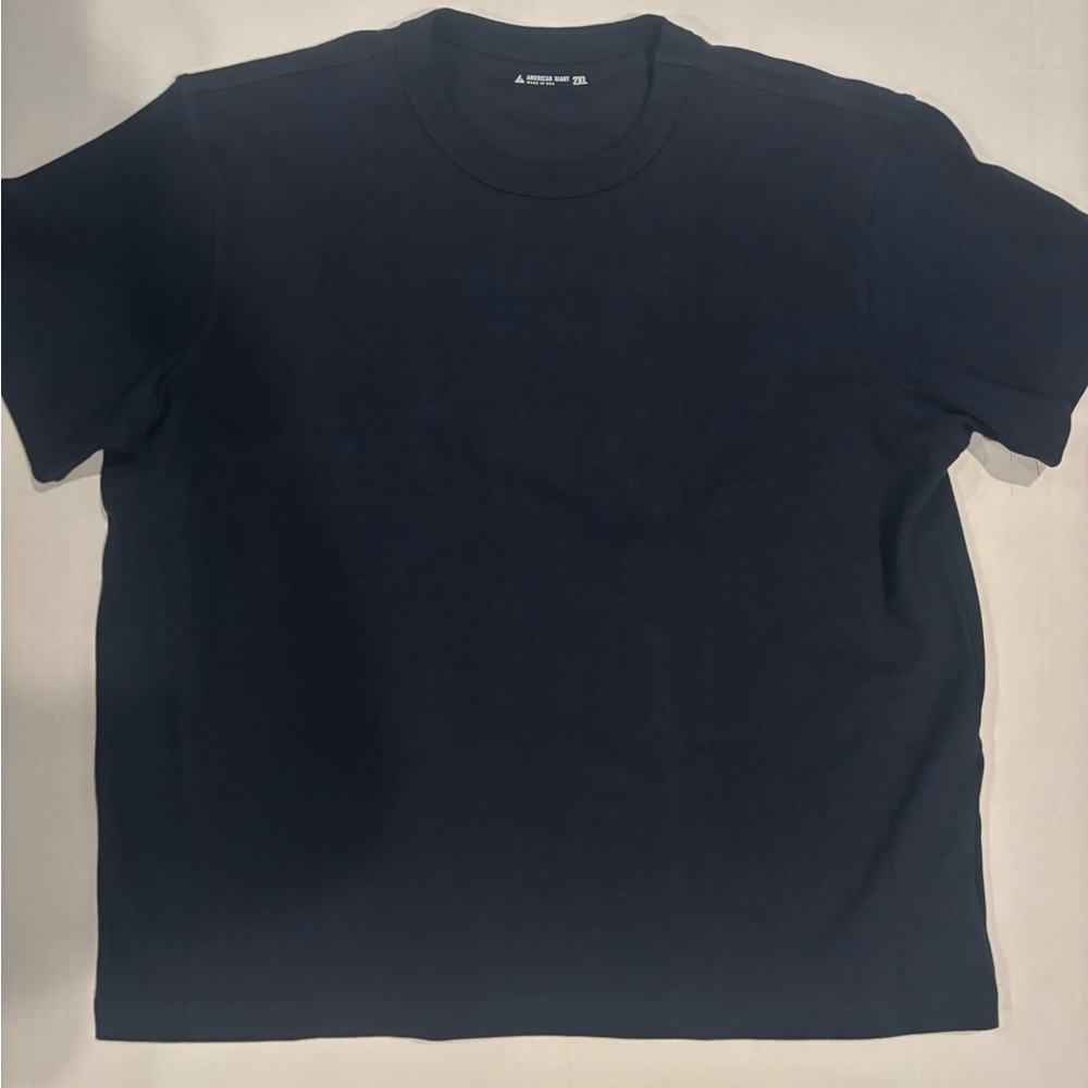 American Giant Shirt Mens XXL 2XL Blue Navy Heavy Stretch Cotton Outdoors USA